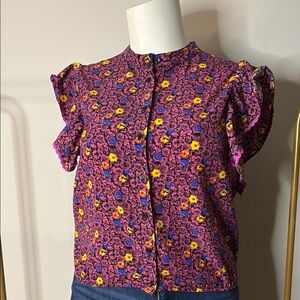 Floral Ruffle Sleeve Blouse